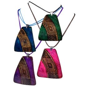 Calabash Rhombus Necklace & Earring Set (Color: Blue)