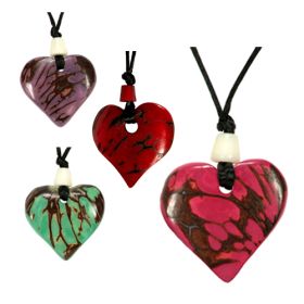 Tagua Nut Colored Heart Pendants (Color: Green)