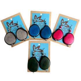 Tagua Slice Earrings (Color: Fuchsia)