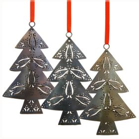 Recycled Metal Christmas Tree Ornament (Color: Bronze)