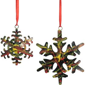 Upcycled Metal Snowflake Ornament (size: large)