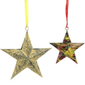 Upcyled Metal Star Ornament w/ 5 Points (size: large)