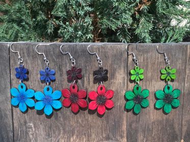 Gourd Dangle Flower Earrings (Color: Blue)