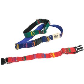 Woven & Dog Collar (Design: Green Paw, size: large)